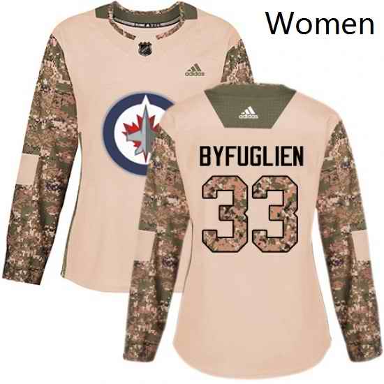 Womens Adidas Winnipeg Jets 33 Dustin Byfuglien Authentic Camo Veterans Day Practice NHL Jersey